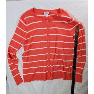Old Navy Coral Stripes Cardigan Button Long Sleeve Size XL Orange/Peach